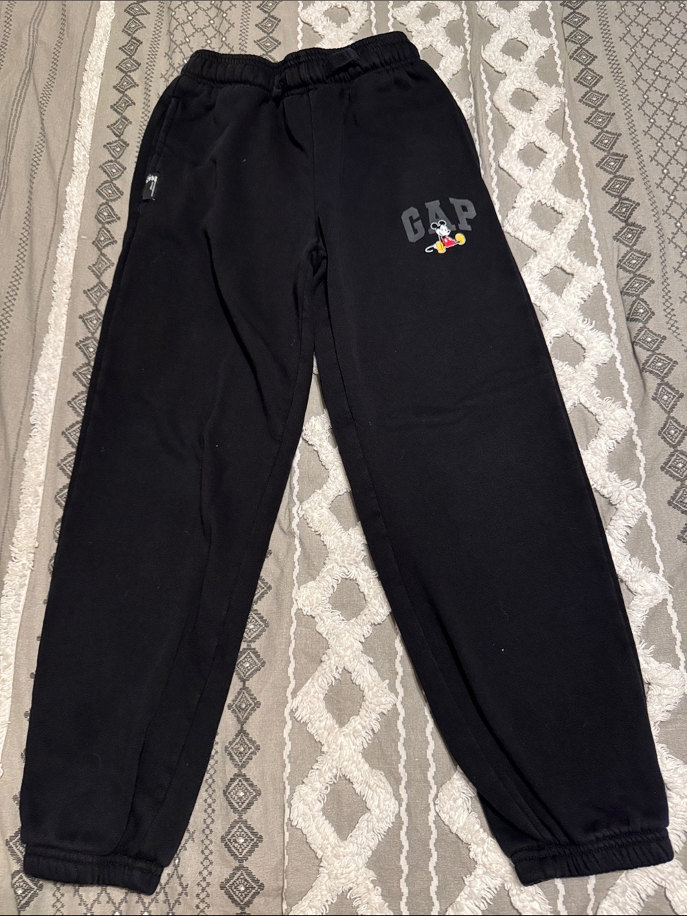 GAP Black Sweatpants with Mickey Mouse Logo